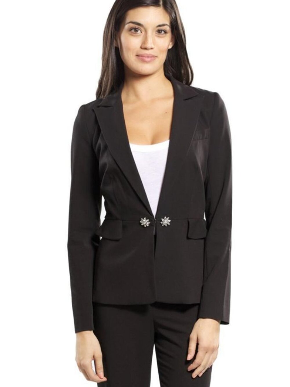 Mark and James Badgley Mischka Stretch Tuxedo Jacket Blazer Black suit